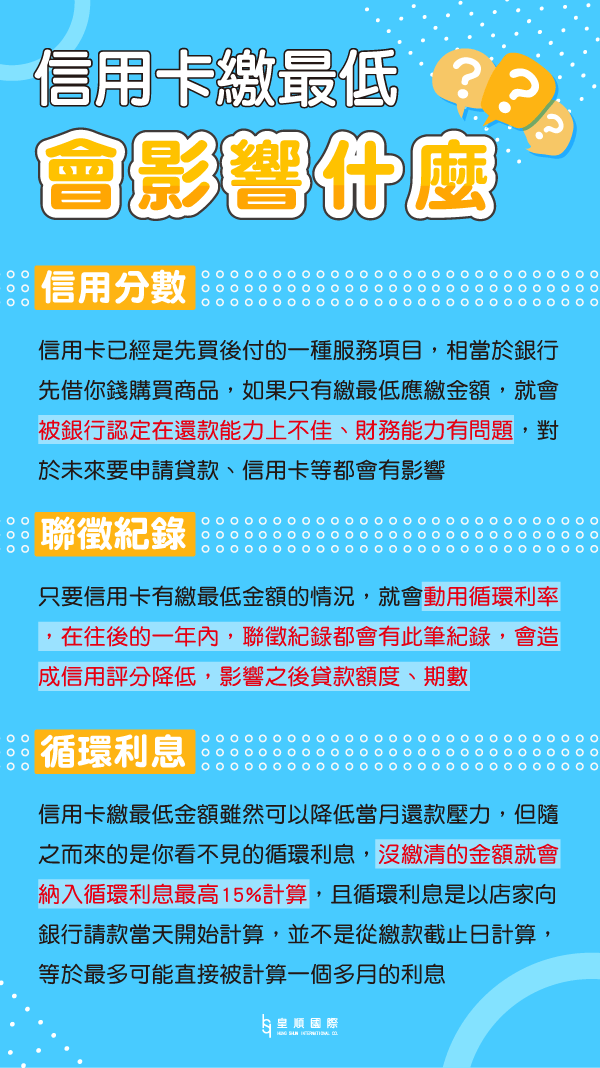 信用卡繳最低會影響什麼